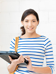 Image showing happy teenage girl with tablet pc computer