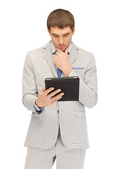 Image showing calm man with tablet pc computer