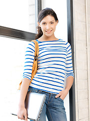 Image showing happy and smiling teenage girl with laptop