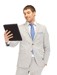 Image showing happy man with tablet pc computer