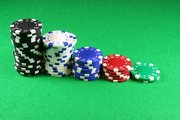 Image showing  5 stacks of Poker Chips