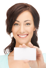 Image showing attractive businesswoman with business card