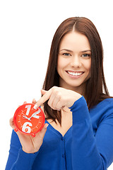 Image showing woman holding alarm clock