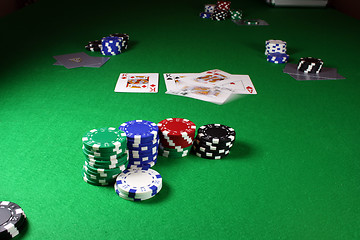 Image showing Quad Kings - Action shot on a poker table