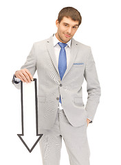 Image showing businessman with direction arrow sign