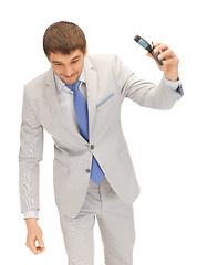 Image showing angry man with cell phone