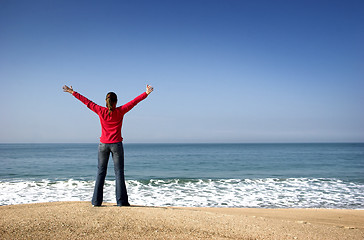 Image showing Young woman in the beach