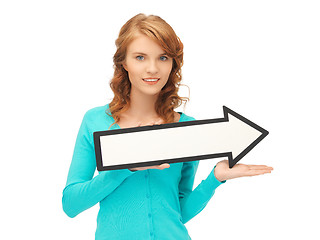Image showing teenage girl with direction arrow sign