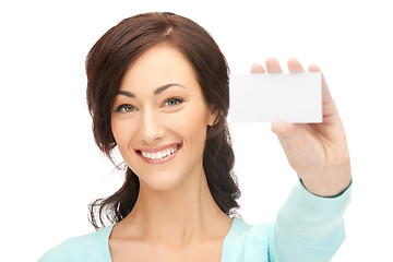 Image showing attractive businesswoman with business card