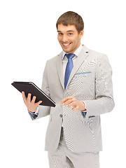 Image showing happy man with tablet pc computer