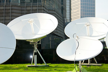 Image showing parabolic satellite dish receivers