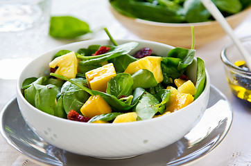 Image showing Mango and Pineapple with Spinach salad