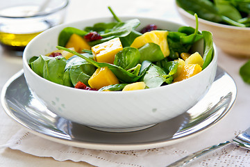 Image showing Mango and Pineapple with Spinach salad