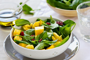 Image showing Mango and Pineapple with Spinach salad