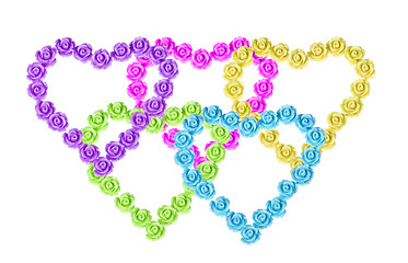 Image showing Roses jewelry in the shape of hearts arranged as olympic rings