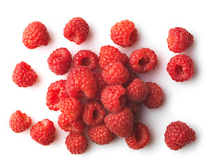 Image showing red raspberries on a white background