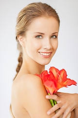 Image showing lovely woman with lily flower