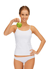 Image showing woman with green apple