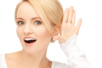 Image showing happy woman listening gossip