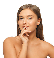 Image showing woman with finger on lips