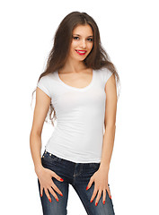 Image showing woman in blank white t-shirt