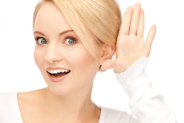 Image showing happy woman listening gossip