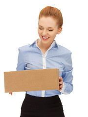 Image showing woman with cardboard box