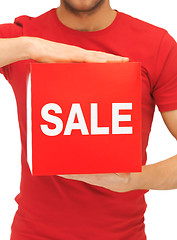 Image showing man holding sale sign