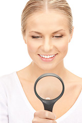 Image showing woman with magnifying glass