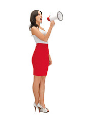 Image showing angry woman with megaphone