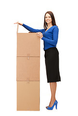 Image showing businesswoman with big boxes