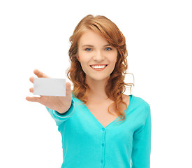 Image showing attractive student with business card