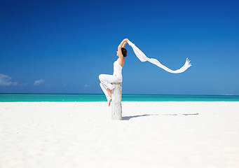 Image showing happy woman on the beach