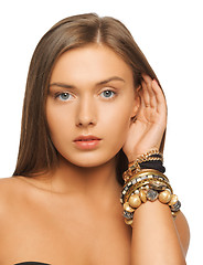 Image showing beautiful woman with bracelets