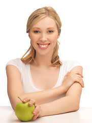 Image showing woman with green apple