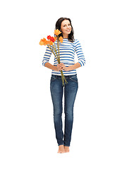 Image showing beautiful woman with flowers