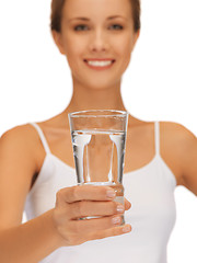 Image showing woman hands holding glass of water