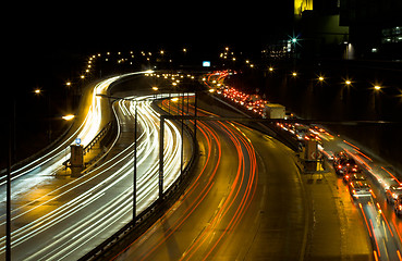 Image showing Highway traffic at night