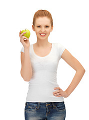 Image showing teenage girl with green apple