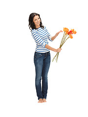 Image showing beautiful woman with flowers