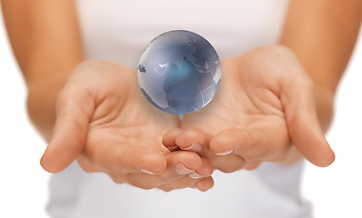 Image showing woman hands holding earth globe