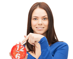 Image showing woman holding alarm clock