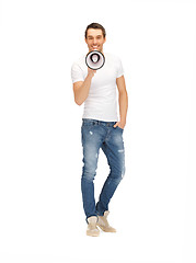 Image showing handsome man with megaphone