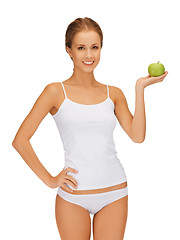 Image showing woman with green apple