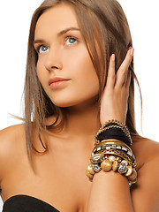 Image showing beautiful woman with bracelets