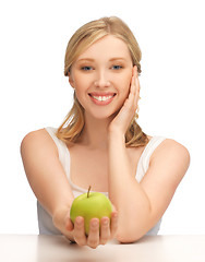 Image showing woman with green apple