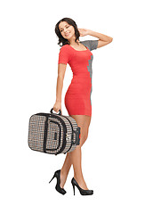 Image showing lovely woman with suitcase