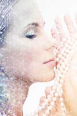 Image showing beautiful woman with pearl beads