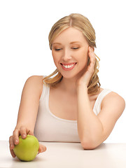 Image showing woman with green apple