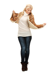 Image showing woman in sheepskin jacket